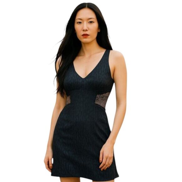 NEW Jay Godfrey Size 8* Black Animal Print Bodycon Short Dress Godet Hem Party - Picture 1 of 14